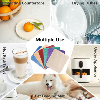 Silicone Dish Drying Mat GREY- 16" x 18" - for Kitchen Counter, Eco-Friendly Fast Dry Dish Mat, Easy Clean Multi Usage Drying Matt, Heat Resistant Trivet