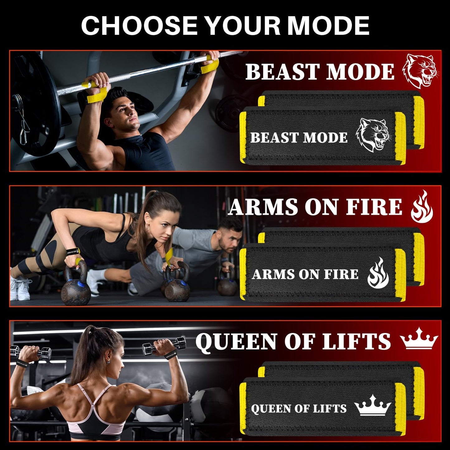 Lifting Straps YELLOW/BLACK for Weightlifting Gym Strength Training - Wrist Straps with Neoprene Padded Cotton - Men & Women – Ideal for Powerlifting, Bodybuilding & Deadlifts