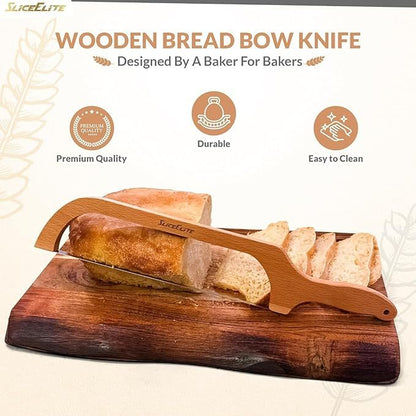 Bow Style Bread and Bagel Slicer Bread Knife - Pinewood (RIGHT HANDED)