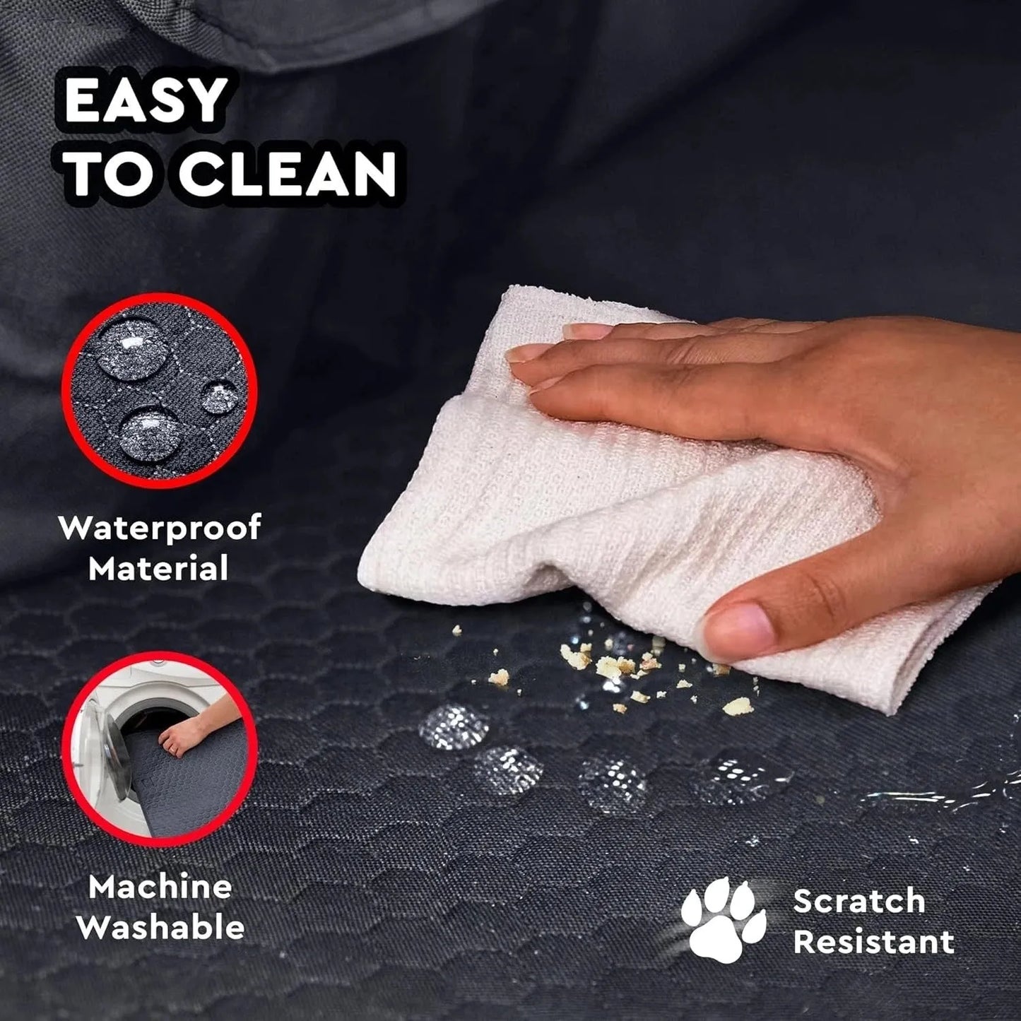 Hard Bottom Back Seat Extender Protector w/ Mesh Window & Storage for Dogs