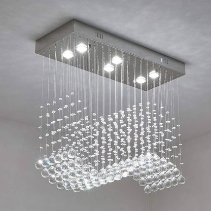 Modern K9 Crystal Raindrop Chandelier, Flush Mount Kitchen Island Dining Room