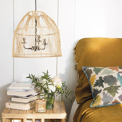 Farmhouse Rattan Pendant Light Fixture, 16 Inch Large Boho Handwoven Hanging Ceiling Mount Lamp Shade, 3-Light Rustic Wicker Chandelier for Kitchen Dining Living Room Bedroom Hallway Foyer