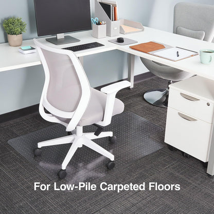 Office Chair Mat, 48 x 36 Inch, Clear Floor Mats with Lip, Low-Pile Carpets, Extended Under-Desk Coverage, Smooth Glide