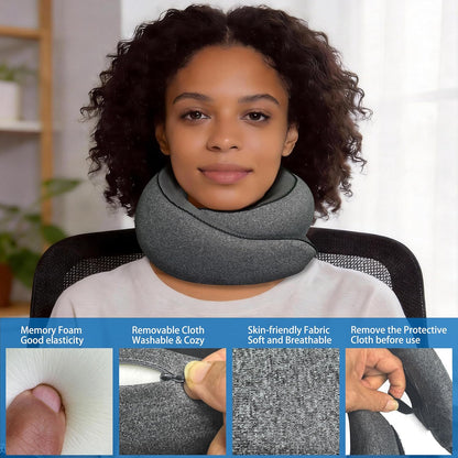 Ergonomic Travel Neck Pillow with Adjustable Support and Memory Foam