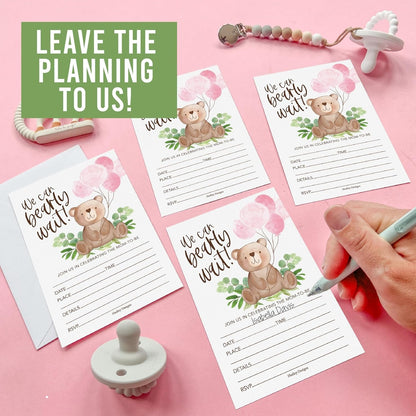 Hadley Designs 15 Bear Baby Shower Invitations for Baby Girl