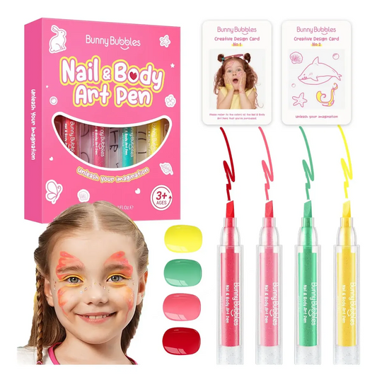 Bunny Bubbles Nail and Body Art Pen Set for Kids 4 Colors