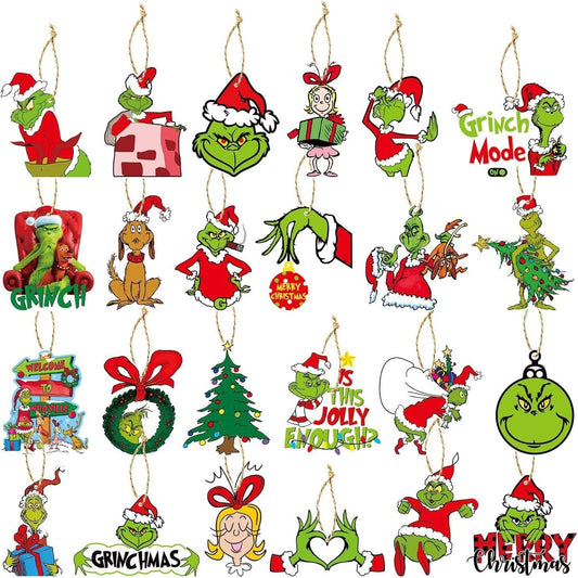 24pc Grinch Wooden Christmas Tree Ornament