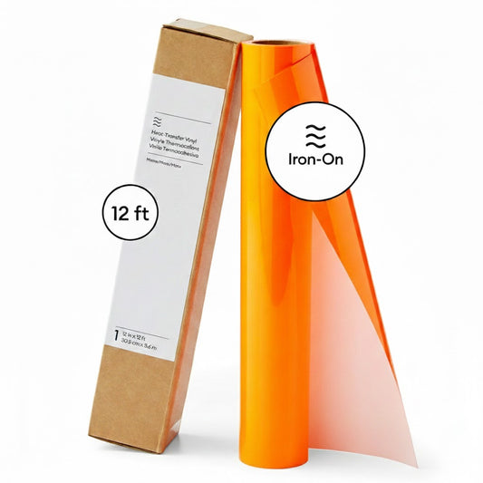 HTVRONT HTV Vinyl Rolls Heat Transfer Vinyl - 12" x 14ft Neon Orange HTV for Shirts, Iron on Vinyl for All Cutting Machines - Easy to Cut & Weed for Heat Transfer Design