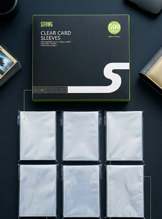 Clear Card Sleeves 500ct for Trading Cards, Baseball Sports Soft Sleeves, Ultra Soft Plastic Card Protector Sleeve for Football, MTG, PKM, Game, Standard Cards
